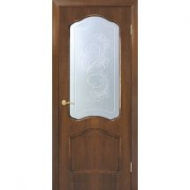 Дверь шпонированная Каролина со стеклом, цвет: орех